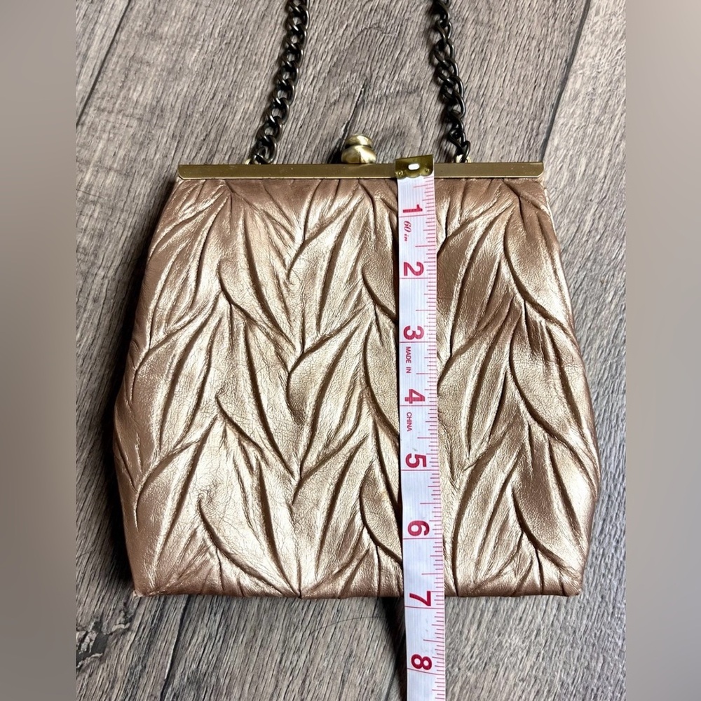 Vintage Jessica McClintock Metallic Golf Leaf Textured Evening Bag Clutch - Picture 8 of 9